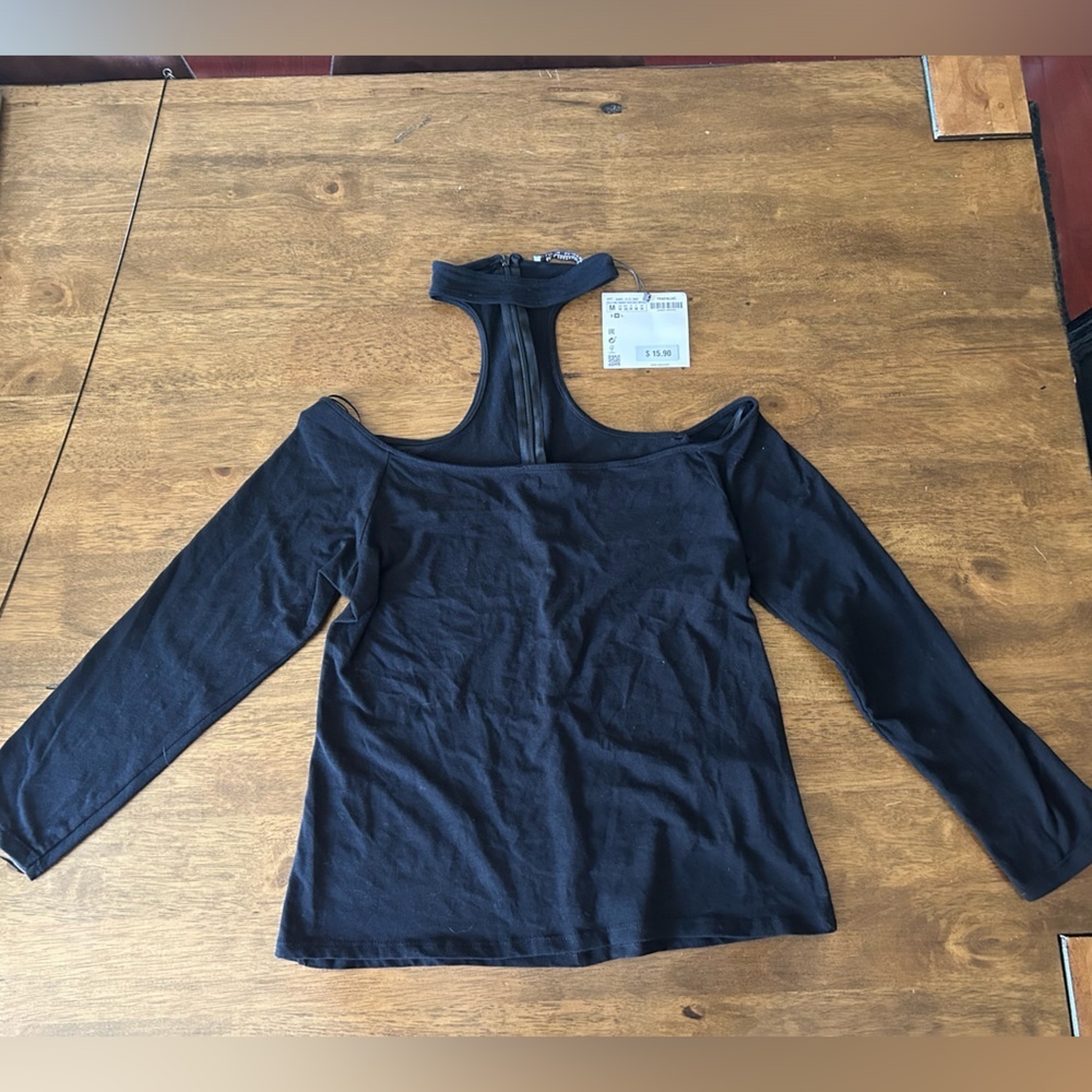 Zara Off-Shoulder Choker Neck Top Size M - Picture 2 of 5